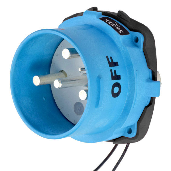 33-98143-262-A155 - DS100 INLET POLY BLUE SIZE 5 TYPE 4X 3P+G 100A 600 VAC 60 Hz +2 AUX WITH NO LOCKOUT HOLE